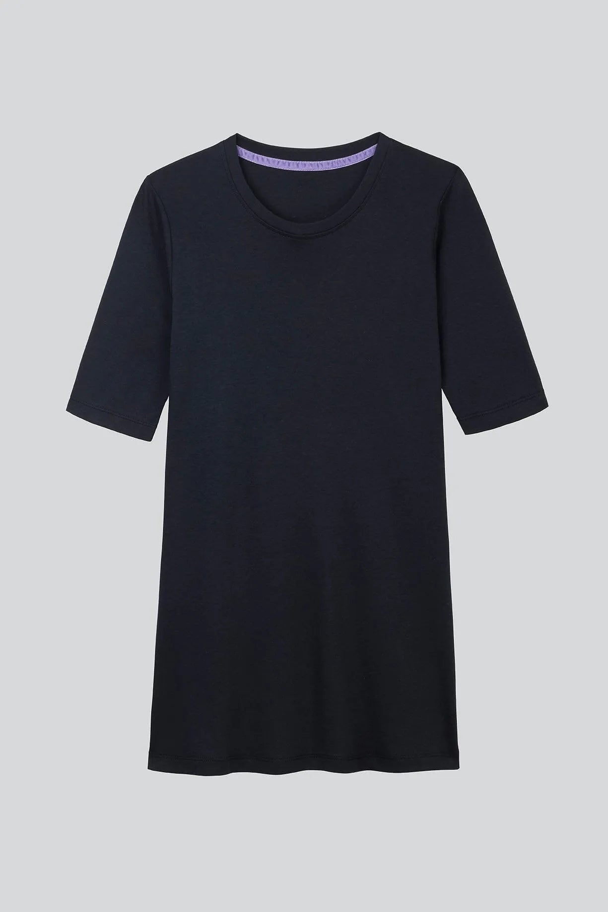 Women’s black cotton modal half sleeve crew neck T-shirt by Lavender Hill Clothing