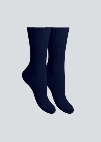 Women’s navy cashmere socks by Lavender Hill Clothing
