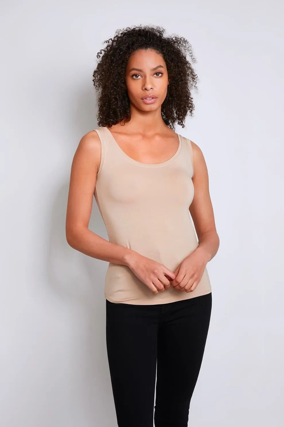 Sleeveless Micro Modal Vest in Nude - Women's Sleeveless Vest - Soft Sleeveless Vest by Lavender Hill Clothing