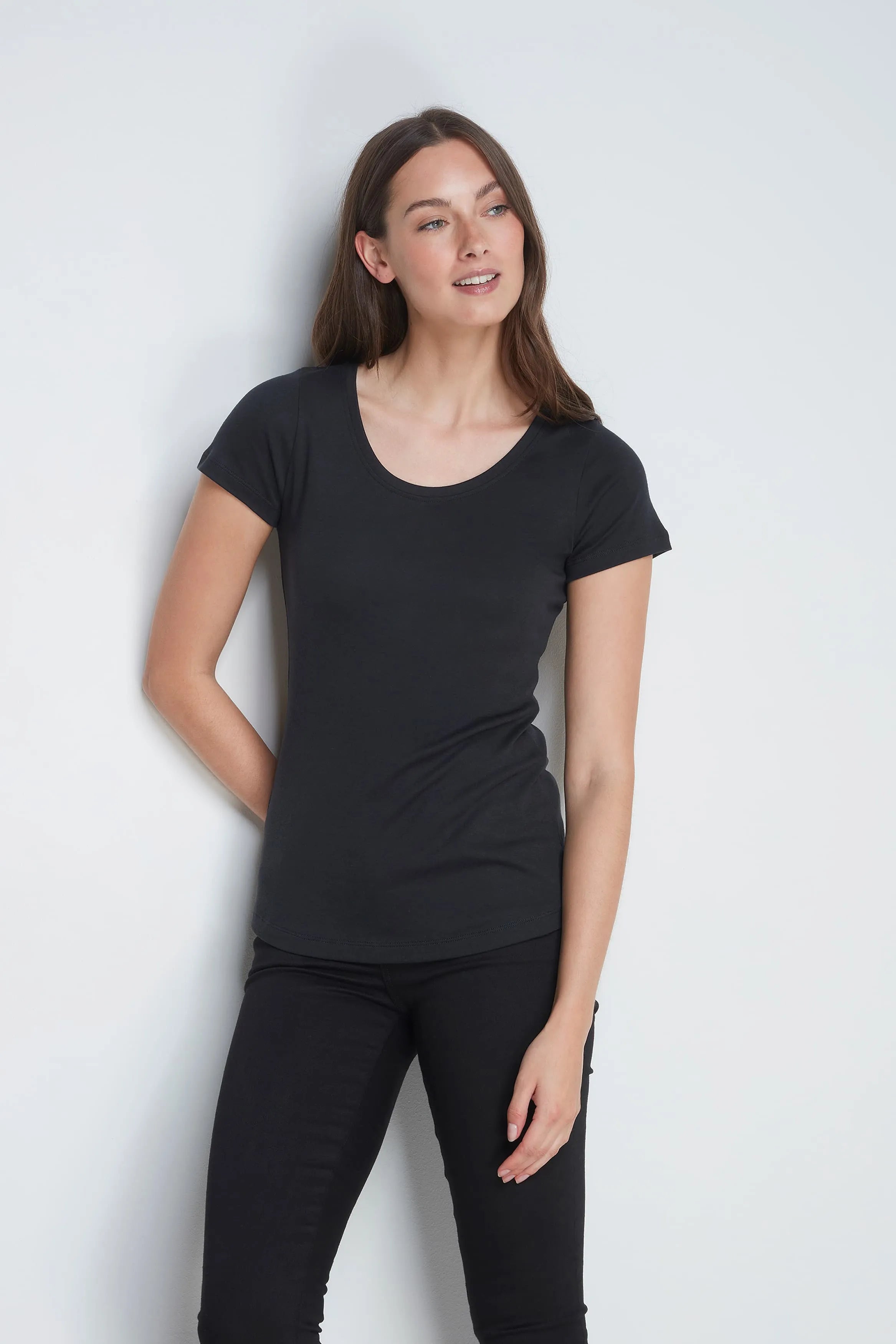 Lavender Hill Clothing women’s black cotton modal scoop neck T-shirt