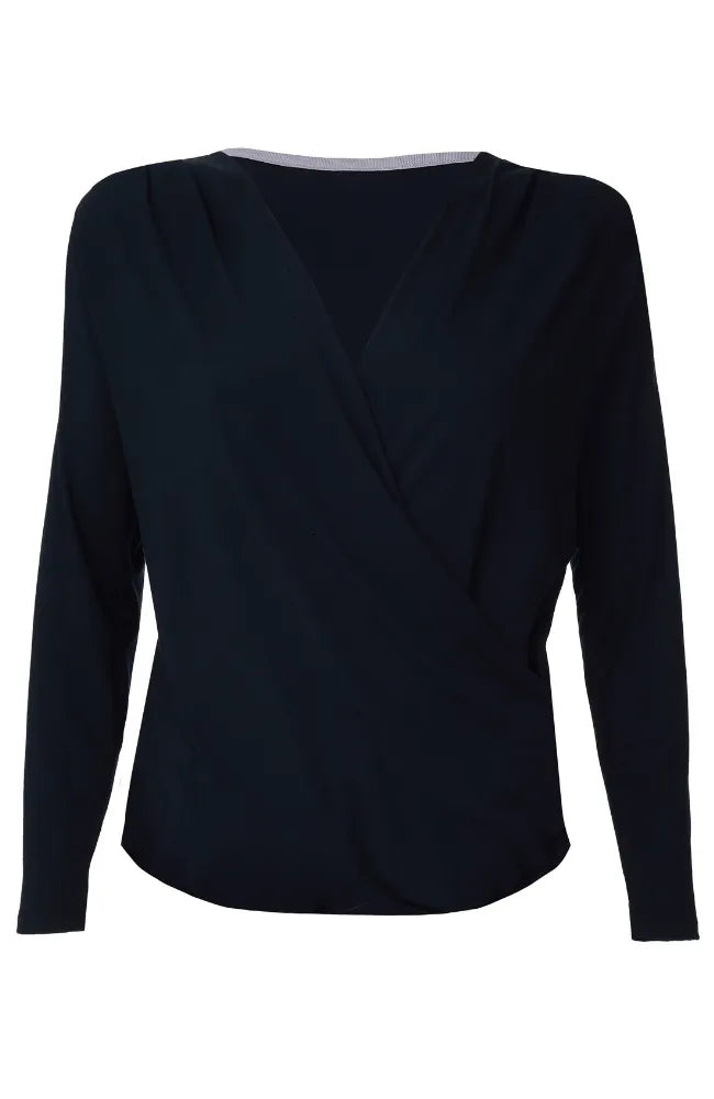 Women’s black cotton modal wrap top by Lavender Hill Clothing
