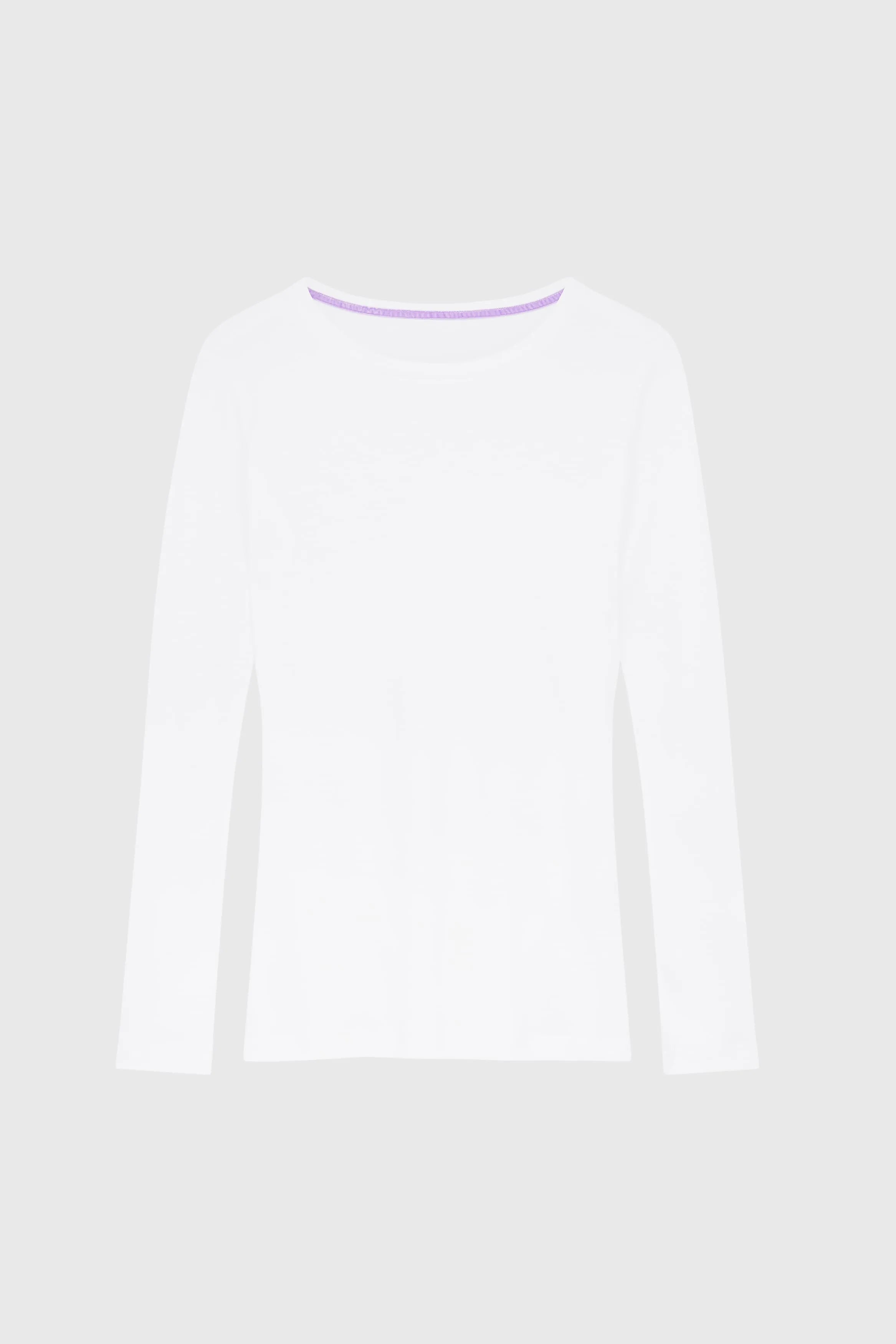 Women’s white cotton modal long sleeve crew neck T-shirt by Lavender Hill Clothing