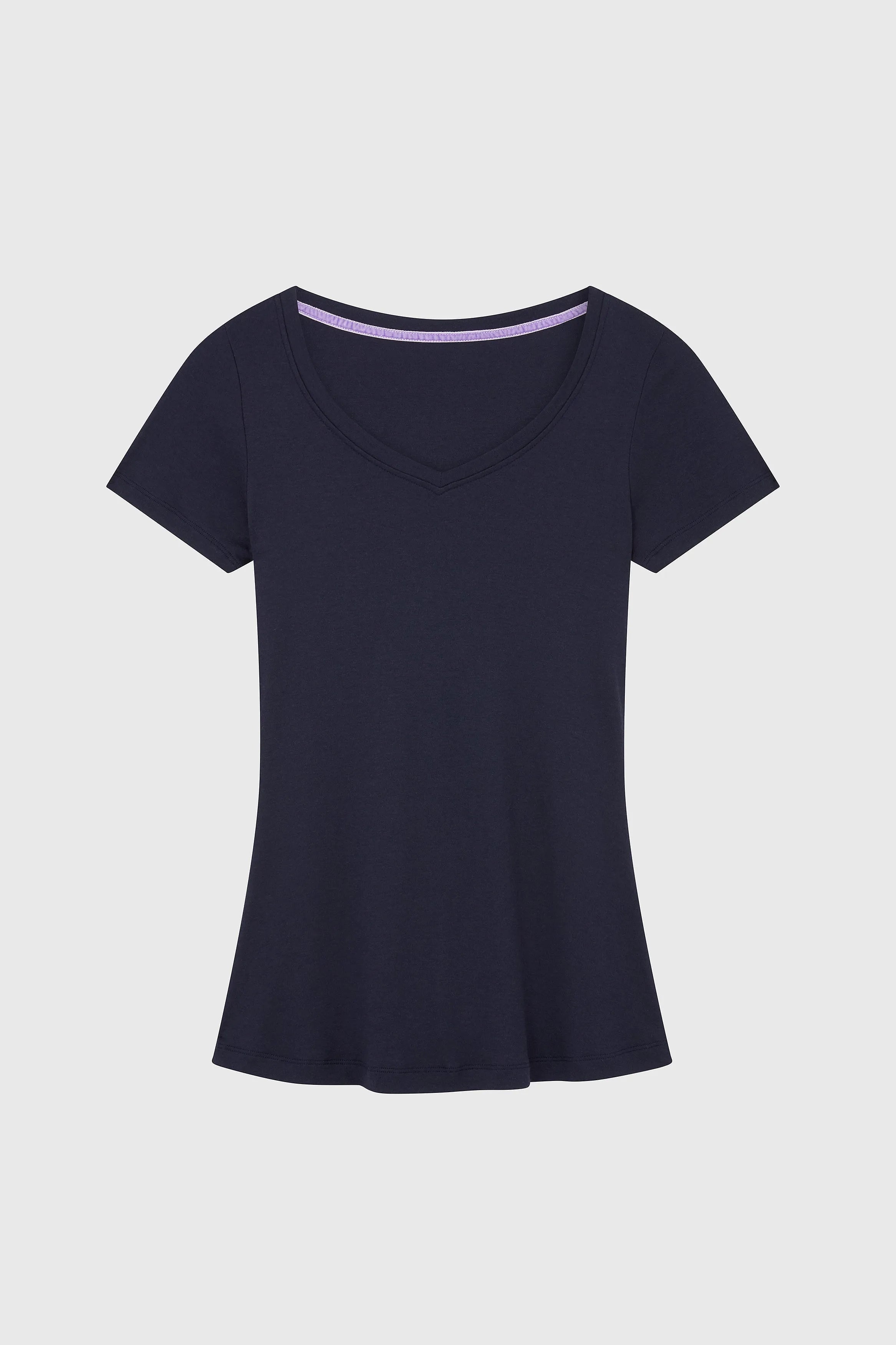 Women’s navy cotton modal V-neck T-shirt by Lavender Hill Clothing
