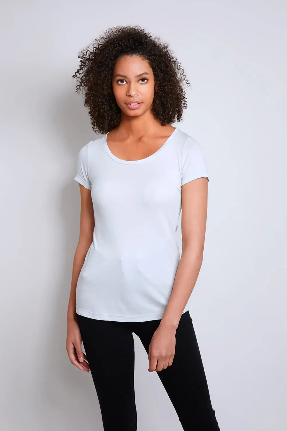 Scoop Neck Cotton Modal Blend T-shirt Short Sleeve T-shirt Lavender Hill Clothing